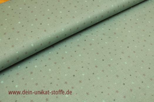 Webstoff Baumwolle Sterne Altgrün