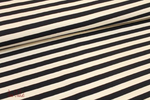 Preview: Baumwolljersey Streifen navy weiß 1cm