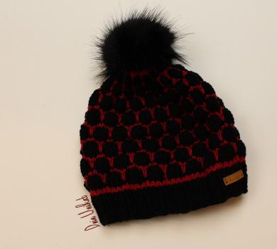 Wintermütze Hannah schwarz-rot