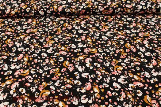 Blusenstoff, Viscose, schwarz, Blumen