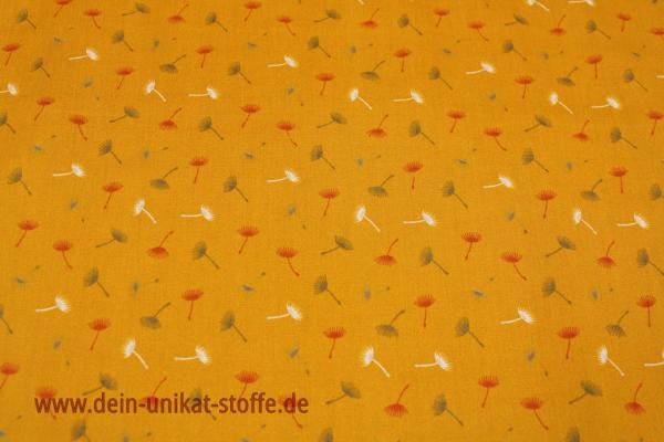 Webstoff Baumwolle Pusteblume senf