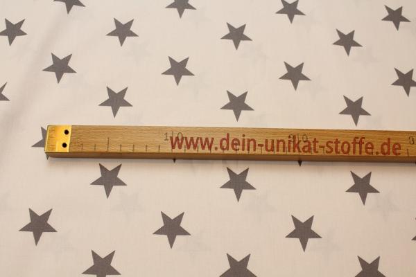 Baumwolle Webstoff weiß mit grauen Sternen
