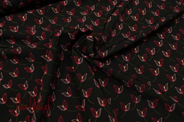 Blusenstoff, schwarz-rot