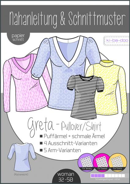 Schnittmuster Damen Shirt/Pulli Greta ki-ba-doo