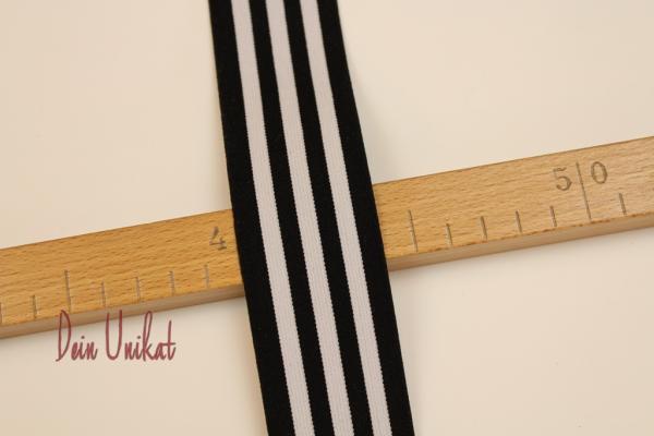 Gummi  schwarz weiß gestreift 4cm
