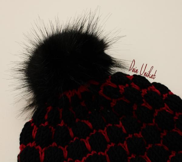 Wintermütze Hannah schwarz-rot