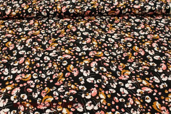 Blusenstoff, Viscose, schwarz, Blumen